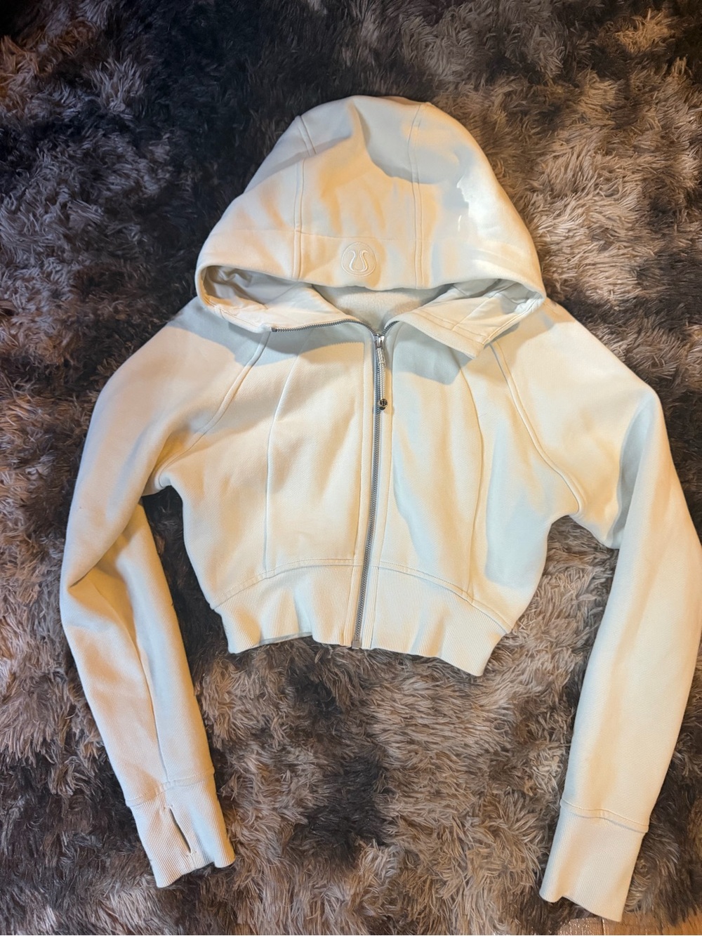 lululemon athletica Cropped Cream Zip Hoodie in color “Bone” Never worn